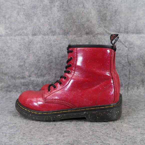 Dr Martens Shoes Kids 3 Boots Cosmic Glitter 1460 Junior Red Lace Up Zip Combat - Picture 5 of 14